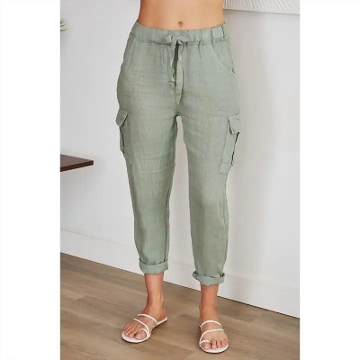 Women's Drawstring Linen Cargo Pants - Venti6