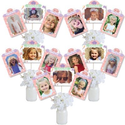 Big Dot of Happiness Pajama Slumber Party - Girls Sleepover Birthday Party Picture Centerpiece Sticks - Photo Table Toppers - 15 Pieces