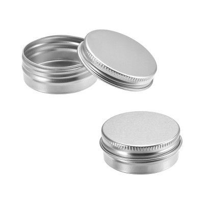 Unique Bargains Round Aluminum Cans Tin Can Screw Top Metal Lid Containers Silver Tone 1.73"x0.71" 6 Pcs