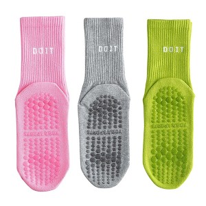 Anna-Kaci 3 Pair Combo Sale Anti Slip Crew Socks with Grip Soles and Ribbed Cuffs in Multiple Color Options - 1 of 4