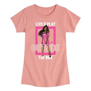 Girls' - Barbie - Live & Play Outside the Box Fitted Short Sleeve Graphic T-Shirt - 1 of 4