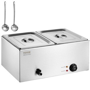 VEVOR 2-Pan Commercial Food Warmer, 18QT Electric Steam Table, 1200W Professional Countertop Stainless Steel Buffet Bain Marie - 1 of 4