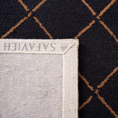 Black Floral Hand-Hooked Wool Runner Rug