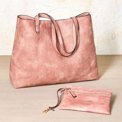 Сумки Lakeside The Lakeside Collection Women's Faux Leather Reversible Tote Bag with Matching Purse - Black/Cognac — фото 4