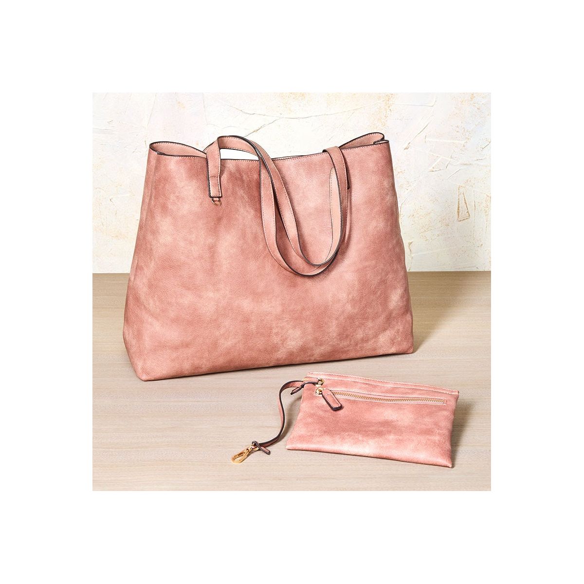 The Lakeside Collection Women's Faux Leather Reversible Tote Bag with Matching Purse - - thumbnail 4