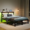 Full Size Metal Bed Frame with Wooden Headboard and RGB Lights for Bedroom or Apartment - 3 of 4