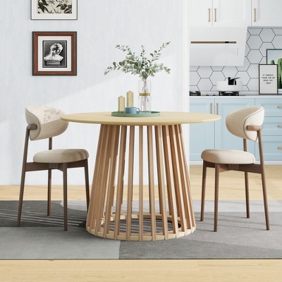 Round Coffee Table Set of 2 with Grille Molding, Modern Storage Tables for Bedroom and Living Room