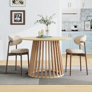 Round Coffee Table Set of 2 with Grille Molding, Modern Storage Tables for Bedroom and Living Room - 1 of 4