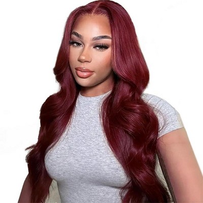 Jessie's Wig 24 Inch Body Wave Human Hair Glueless Wig 5x5 Pre Cut Lace Upgraded 99J 1 Pc/Pack