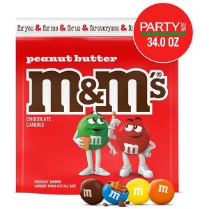 M&M's Party Size Peanut Butter Chocolate Candy - 34oz - 1 of 4