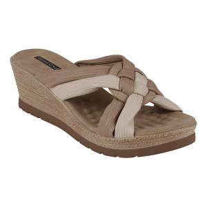 GC Shoes Caro Two-Tone Strappy Comfort Slide Wedge Sandals - 1 of 4