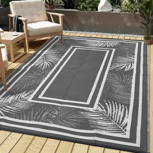 Coucheta Outdoor Rug , Waterproof Patio Mat, UV & Fade Resistant, Easy Clean Portable Camping Rug, Leaf Pattern Design, Multi-Color & Size - 1 of 4