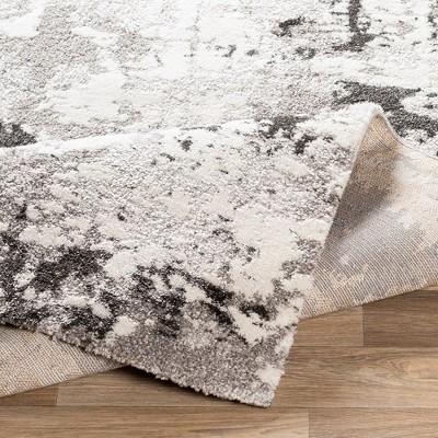 Ciel Hand-Knotted Round Gray Abstract Synthetic Area Rug