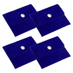 Unique Bargains Earrings Necklaces Rings Velvet Pouches Snap Button Portable Jewelry Storage Bag 4 Pcs - 1 of 4