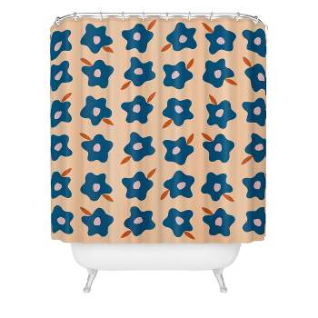 Maritza Lisa Wonky Spring Flowers Shower Curtain Blue - Deny Designs