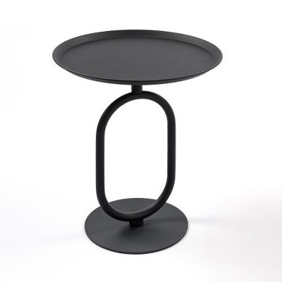 SYFERLORY Lantern-shaped Metal End Table, Small Round Side Table