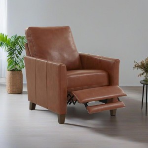 Faux Leather Modern Recliner with Manual Recline, Solid Wood Legs, and High-Density Foam - 1 of 4