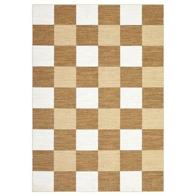 Washable Modern Checkered Plaid Rug Non Slip Low Pile Rug Soft Geometric Throw Floor Cover Foldable Indoor Carpet for Living Room Bedroom Playroom