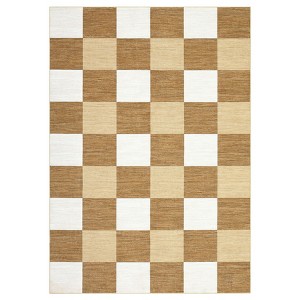Washable Modern Checkered Plaid Rug Non Slip Low Pile Rug Soft Geometric Throw Floor Cover Foldable Indoor Carpet for Living Room Bedroom Playroom - 1 of 4