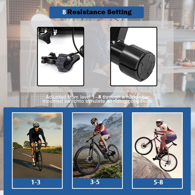 Costway Magnetic Indoor Bicycle Bike Trainer Exercise Stand 8 Levels of Resistance, 3 of 9