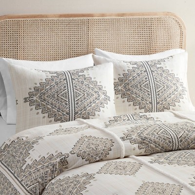 Ibiza Beige and Ivory Boho Chic King Duvet Cover Set