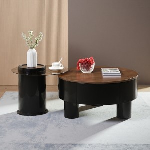 27.56" & 19.69" MDF + Glass Nesting Coffee Tables - 1 of 4