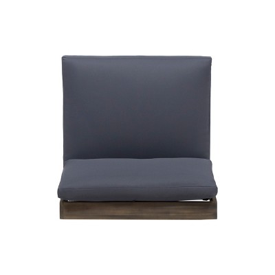 Dark Gray Acacia Wood Club Chair with Foam Cushions