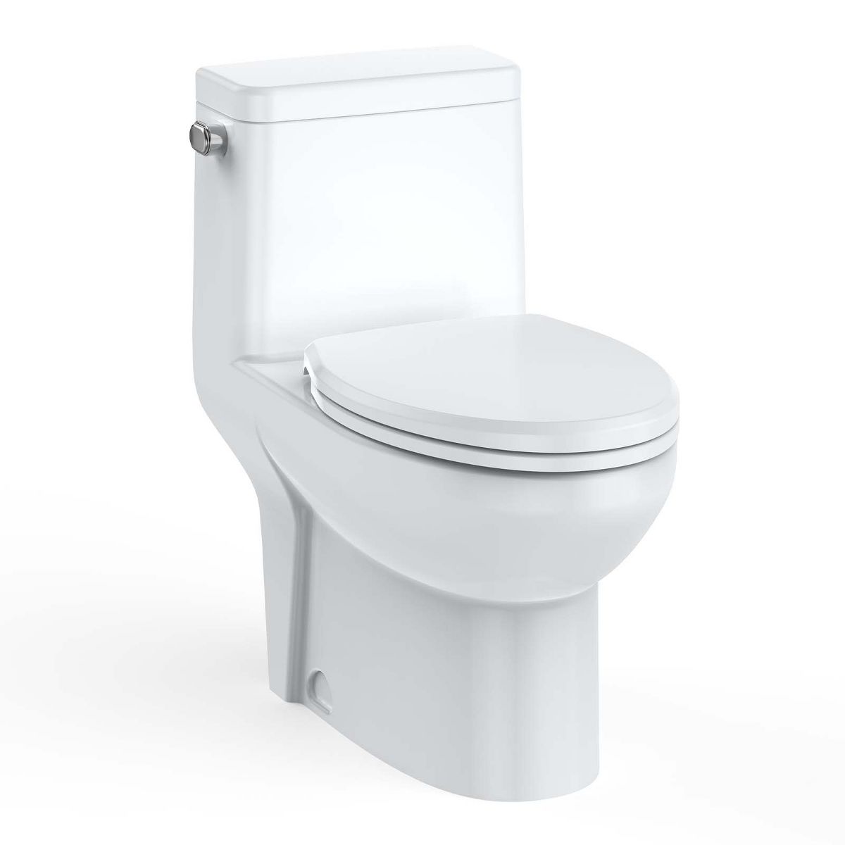 Durable Elongated One-Piece Commercial Toilet – Dual Flush 0.8/1.28 GPF, Soft-Close V-Cover Seat, Left-Hand Trip Lever, 12-Inch Rough-In