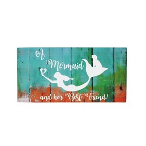Beachcombers A Mermaid And Her Best Friend Coastal Plaque Sign Wall Hanging Decor Decoration For The Beach 11.8 x 7.9 x 0.66 Inches. - 1 of 2