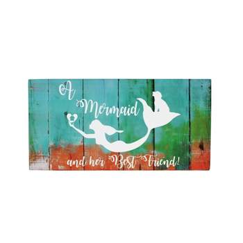 Beachcombers A Mermaid And Her Best Friend Coastal Plaque Sign Wall Hanging Decor Decoration For The Beach 11.8 x 7.9 x 0.66 Inches.