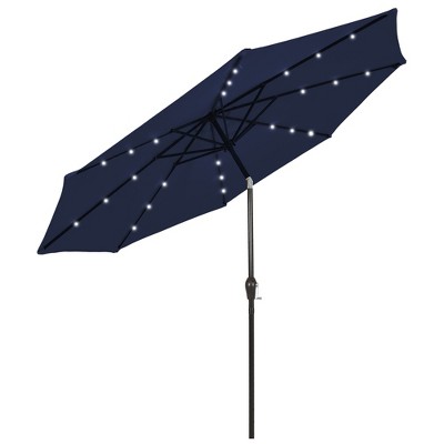 Tangkula 9FT Solar Umbrella LED Patio Market Steel Tilt w/ Crank Outdoor Patio Navy