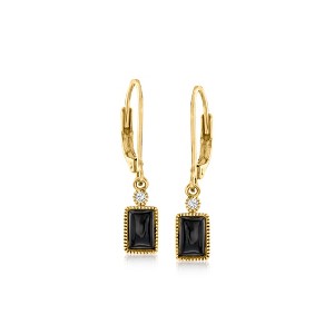 Pure Collection by Ross-Simons Black Onyx Drop Earrings With Diamond Accents in 14kt Yellow Gold - 1 of 4