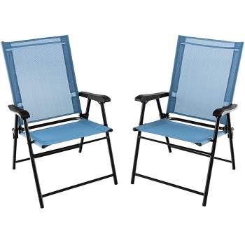 Tangkula Set of 2 Patio Folding Chairs Outdoor Portable Pack Lawn Chairs w/ Armrests