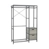 Acacia Wood Garment Racks with Shelves 2 Wicker Drawers and 4 Hooks Heavy Duty Closet Organizer for Hanging Clothes, Freestanding Closet Wardrobe Rack - 4 of 4