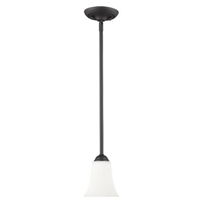 Ridgedale Black Mini Pendant with Hand-Blown Satin Opal Glass