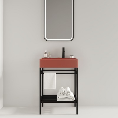 NicBex Bathroom Vanity with Basin,Bathroom Sink Vanity with Open Metal Leg and Shelves,24 inch Bathroom Sink Cabinet for Bathroom