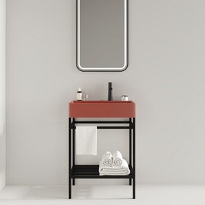 NicBex Bathroom Vanity with Basin,Bathroom Sink Vanity with Open Metal Leg and Shelves,24 inch Bathroom Sink Cabinet for Bathroom - 1 of 4