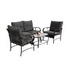 Sapphtopaz Outdoor Patio Furniture Set Wicker Woven Patio Conversation Chairs with Cushions and Glass Coffee Table for Backyard, Garden, Terrace - 3 of 4
