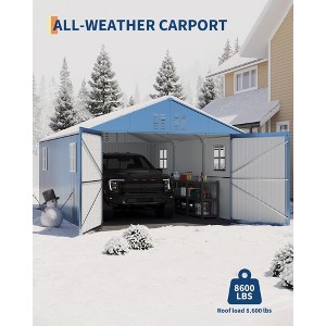 12X20 ft Metal Carport, Metal Garage Shed, Enclosed Car Port with Reinforced Frame and Steel Roof for All-Weather Use - 1 of 4