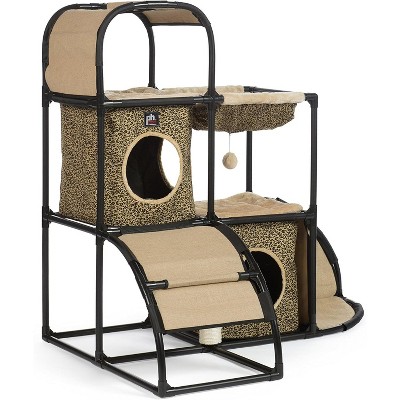 Leopard Print Multi-Level Cat Townhome with Sisal Posts