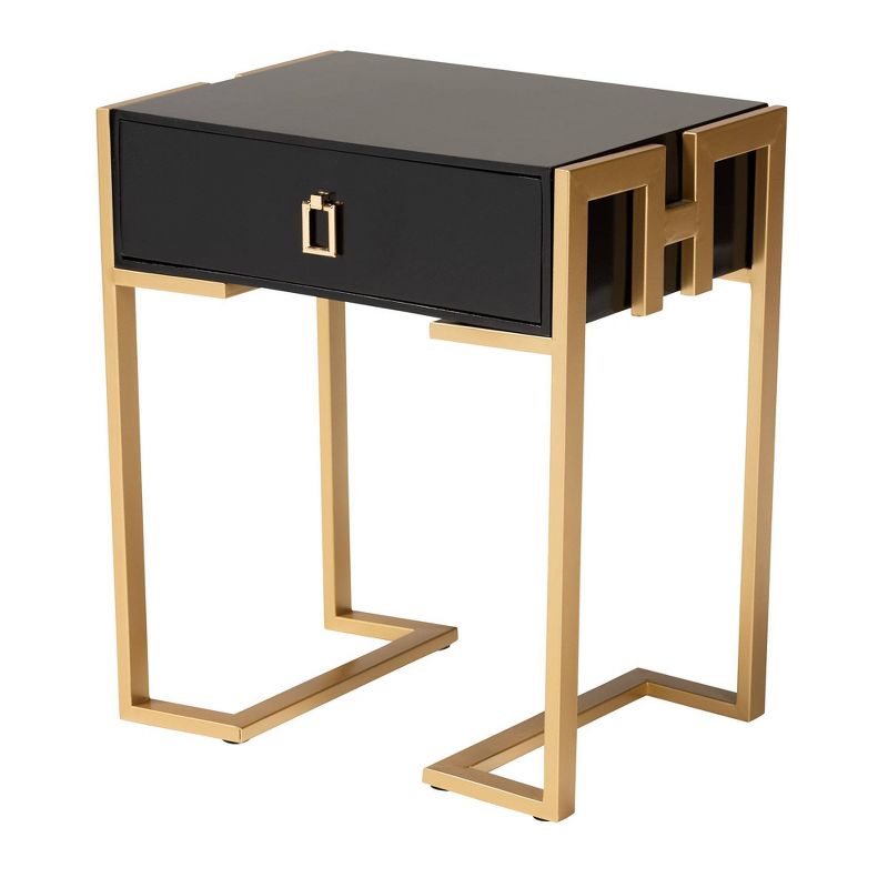 Luna Wood and Metal End Table Black/Gold - Baxton Studio, 3 of 12