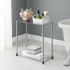 HomeStock Glass 2 Tier Chairside End Table, Sleek Narrow Side Table with Clear Glass Shelves and Sturdy Stainless Steel Legs - 2 of 4