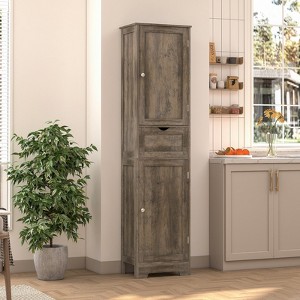 USIKEY Tall Bathroom Storage Cabinet, Bathroom Cabinet with 2 Doors & 1 Drawer, Storage Cabinet with Adjustable Shelves, for Bathroom, Living Room - 1 of 4