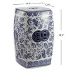 JONATHAN Y Floral Vine 18.5" Chinoiserie Ceramice Square Garden Stool, Blue/White - 3 of 4