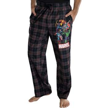 Marvel Comics Men's Avengers Plaid Loungewear Pajama Pants Black Plaid