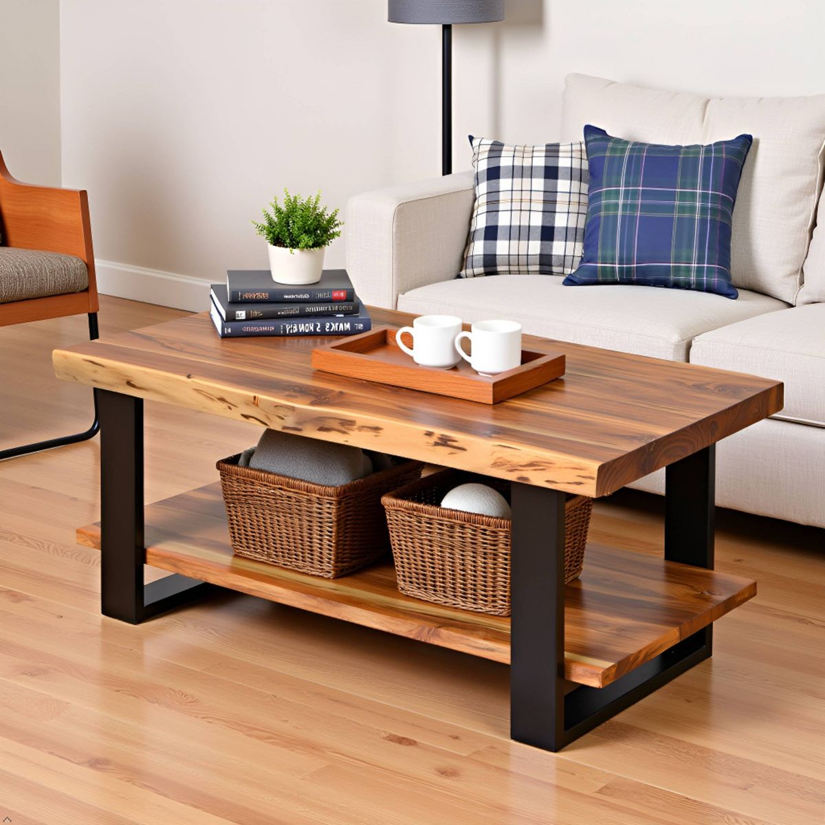 Alpine Live Edge Wood Coffee Table Natural - Alaterre Furniture - thumbnail 9
