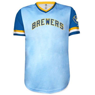 MLB Milwaukee Brewers Men's V-Neck Pullover T-Shirt - S