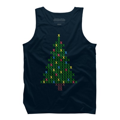 Men's Design By Humans Christmas Tree Cross Stitch By BettySue Tank Top