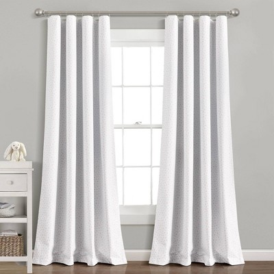 Image of 52"x84" Kids' Pixie Fox Geo Blackout Single Window Curtain Panel White/Pink - Lush Décor