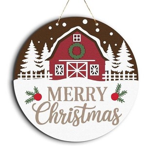 Lomsoe Christmas Decor Indoor Christmas Wreath Front Door Decor Tree Decor Welcome Sign Wreath Wooden Front Door 8x8Inch - 1 of 1